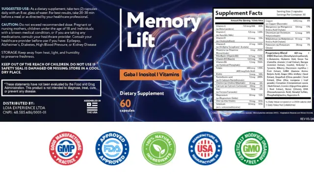 Memory Lift Supplement Facts