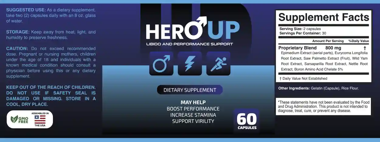 Hero UP Ingredient Label