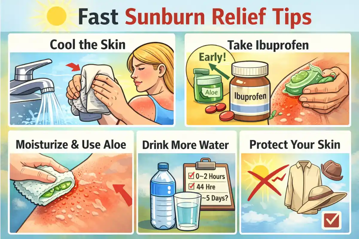 Sunburn relief tips in five steps