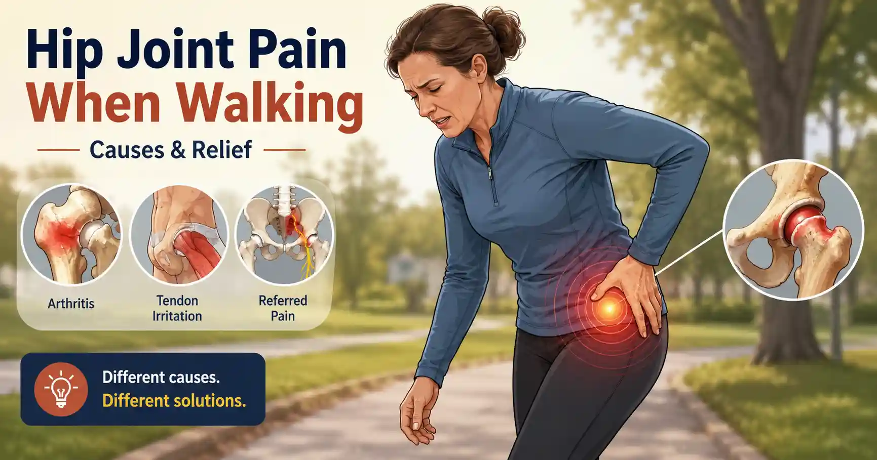 Hip joint pain while walking