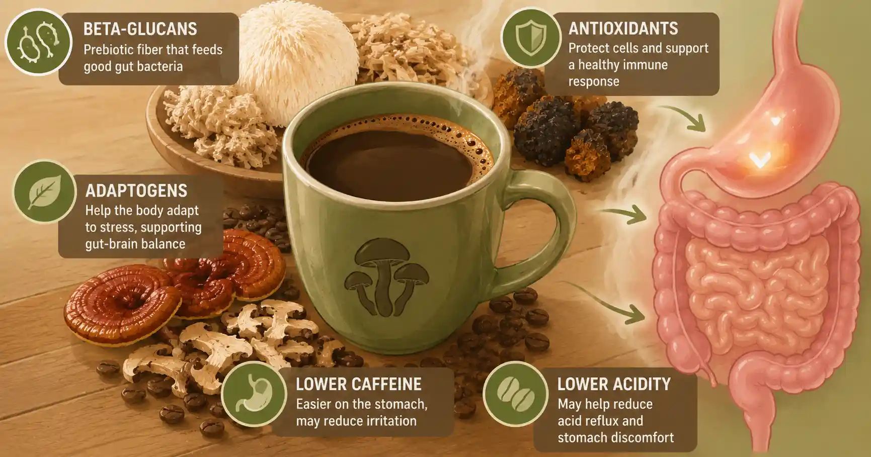 Best Mushroom Coffee for Gut Health (2026 Guide). 3 Mushroom coffee for gut health