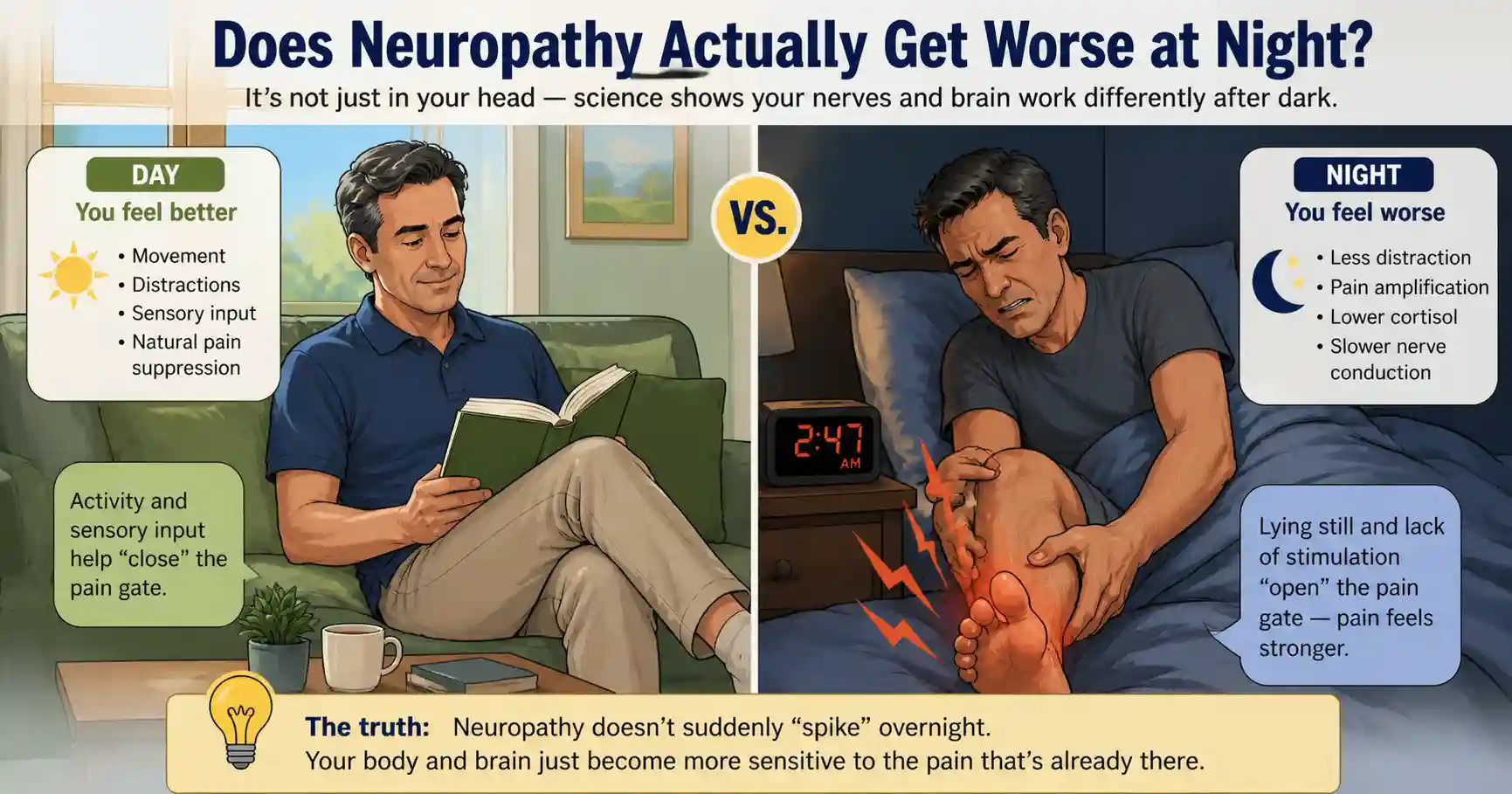 Neuropathy day vs night impact