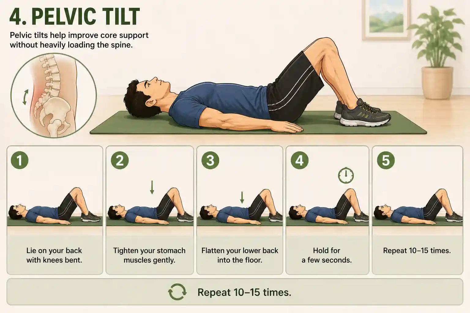 5 Best Exercises for Sciatic Nerve Pain Relief At Home. 17 Pelvic tilt exercise guide