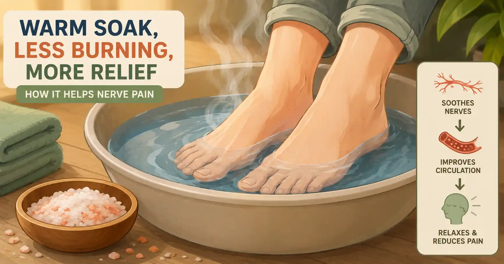 Relaxing foot soak for nerve pain relief