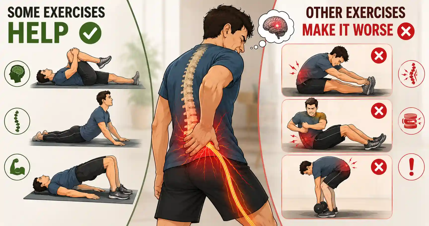 5 Best Exercises for Sciatic Nerve Pain Relief At Home. 13 Sciatica exercises helpful vs harmful