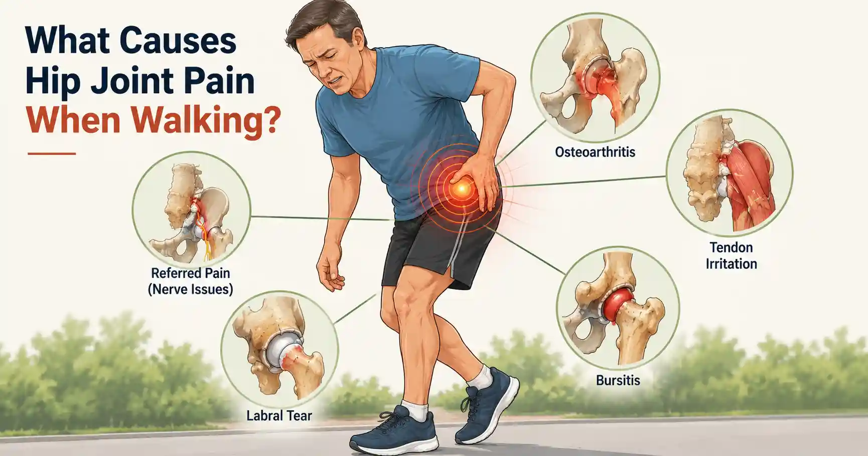 What causes hip pain when walking
