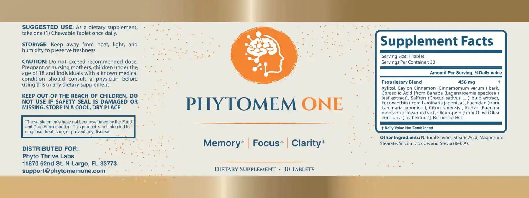 Phytomem One Ingredient Label