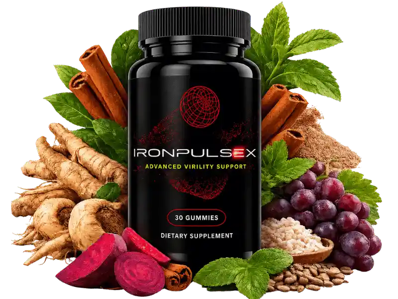 IronPulseX male vitality gummy bottle