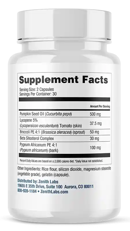TitanFlow Bottle Ingredient Label