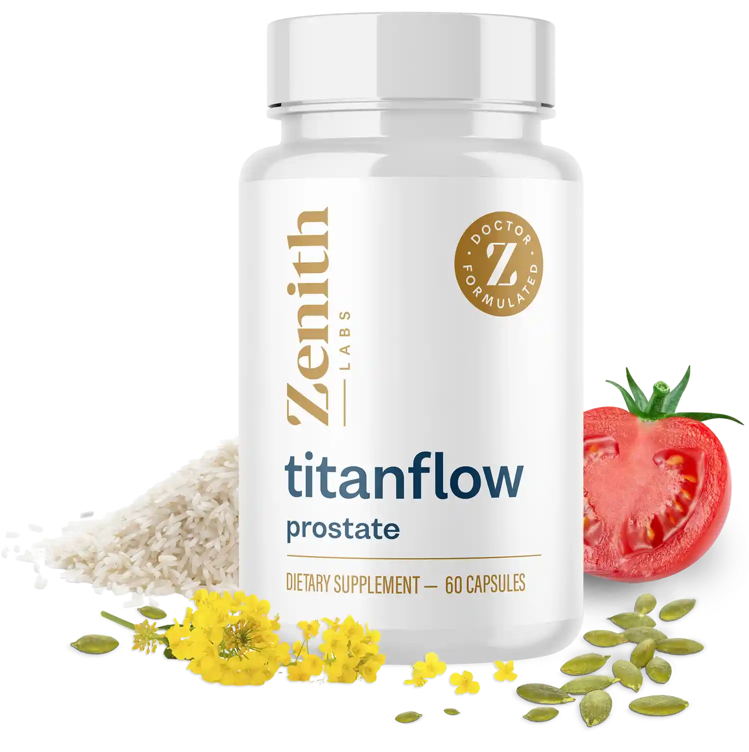 TitanFlow supplement bottle by Zenith Labs