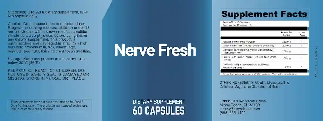 Nerve Fresh Ingredient Label